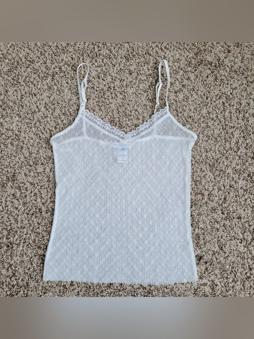 Abercrombie & Fitch Vintage Tank Top Camisole Y2k Lace Ivory Sheer Floral Small